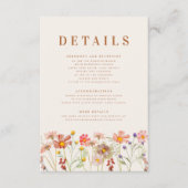 Boho Herfst Floral Terracotta bruiloft Details Informatiekaartje (Voorkant)