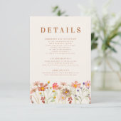 Boho Herfst Floral Terracotta bruiloft Details Informatiekaartje (Staand voorkant)