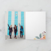 Boho herfst floral waterverf foto grid verjaardag kaart (Binnen)