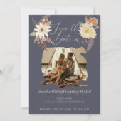 BOHO Herfst Floral Waterverf Foto modern script SA Save The Date (Voorkant)