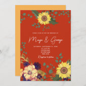 Boho Herfst Floral Wedding Invitation Kaart (Voorkant / Achterkant)