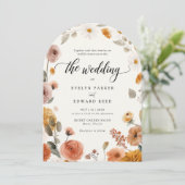 Boho Herfst Floral Wedding Kaart (Staand voorkant)