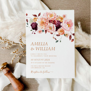 boho herfst florals bruiloft Uitnodiging