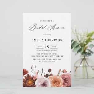 Boho Herfst Flowers Bridal Shower Invitation