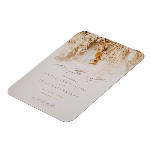 Boho Herfst Flowers Weddenschap Save the Date Magneet (Linkerzijde)