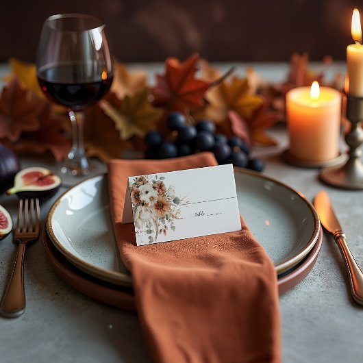 Boho Herfst Gedroogde Bloemen | Plaatskortje Kaart
