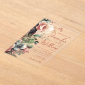 Boho Herfst Herfst Bloemen Trouwscript Typografie Acryl Uitnodigingen (Laagn)