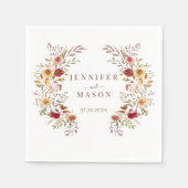 Boho Herfst herfst gedroogde bloemen krans bruilof Servet (Voorkant)