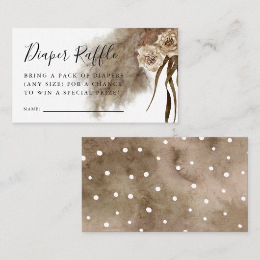 Boho Herfst In Liefde Pampas Grass Luier Raffle Informatiekaartje (Voorkant / Achterkant)
