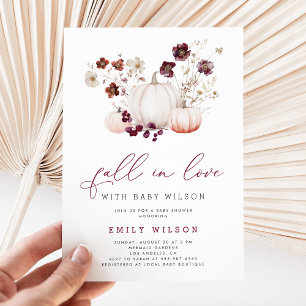 Boho Herfst in Liefde Wildflower Pompoen Baby show Kaart