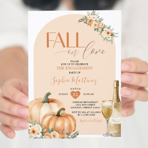 Boho Herfst In Love Bloemen Pompoen Verlovingsfees Kaart