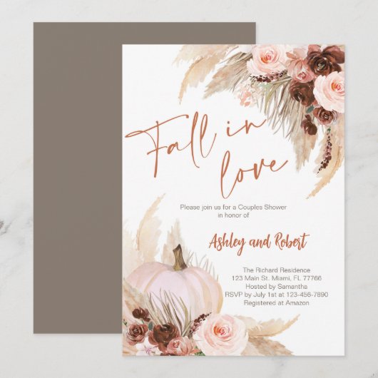 Boho Herfst in Love Bridal Shower Invitation Kaart (Voorkant / Achterkant)