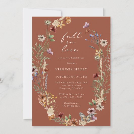 Boho Herfst in Love Bridal Shower Uitnodiging (Voorkant)