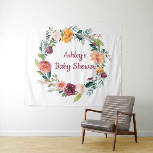 Boho Herfst in Love Chic Autumn Baby shower Backdr Wandkleed (In Situ (horizontaal))