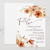 Boho Herfst In Love Cream Pompoen bruiloft uitnodi Kaart (Voorkant / Achterkant)