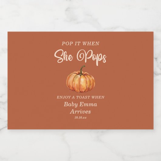 Boho Herfst kleine pompoen Baby shower gunst Likeurfles Etiket (Enkel label)