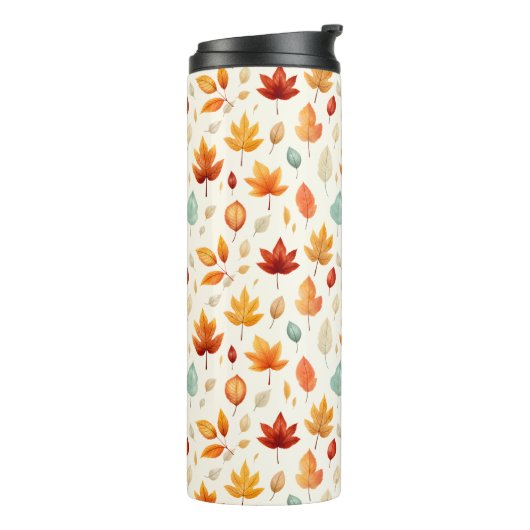 Boho Herfst Leave Pattern Autumn's Beauty met stij Thermosbeker (Gedraaid links)