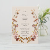 Boho Herfst Meadow Wildbloemen bruiloft uitnodigin Kaart (Staand voorkant)