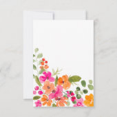 Boho-herfst oranje bloemige waterverf bruidsdouche bedankkaart (Achterkant)