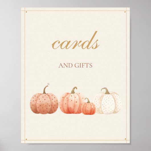 Boho Herfst Polka Dot Pompoenen Kaarten en geschen Poster (Voorkant)