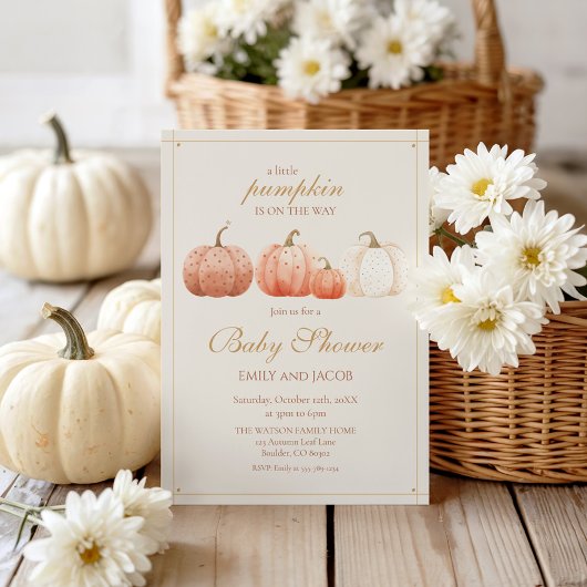 Boho Herfst Polka Dot Pumpkins Baby shower Kaart