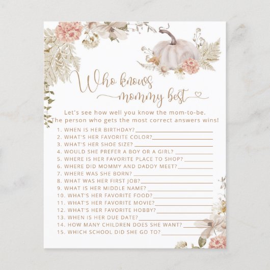 Boho herfst pomkin floral die mama het beste kent (Voorkant)