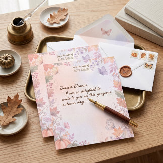 Boho Herfst Pompoen Aangepaste Bureaublad Briefpap