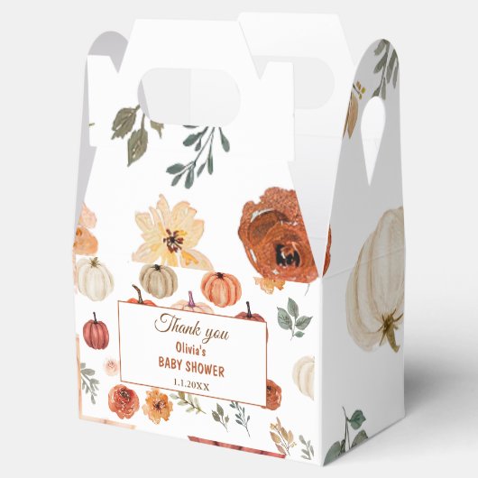 Boho Herfst pompoen Baby shower Bedankdoosjes (Geopend)
