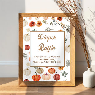Boho Herfst Pompoen Baby shower Luier Raffle Poster
