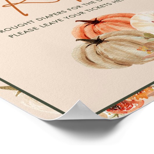 Boho Herfst Pompoen Baby shower Luier Raffle Poster (Hoek)