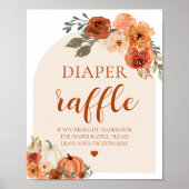 Boho Herfst Pompoen Baby shower Luier Raffle Teken Poster (Voorkant)
