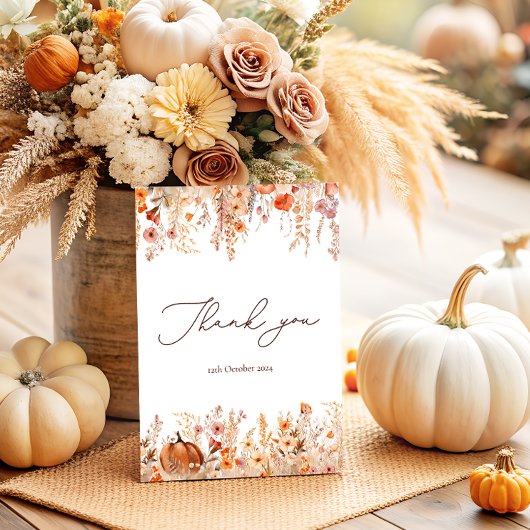 Boho Herfst Pompoen Bedankkaart