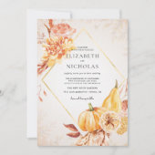 Boho herfst pompoen | Bloemenbruiloft Kaart (Voorkant)