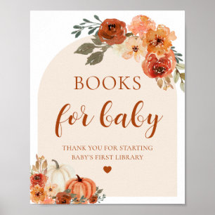Boho Herfst Pompoen Boeken voor Baby Baby shower T Poster