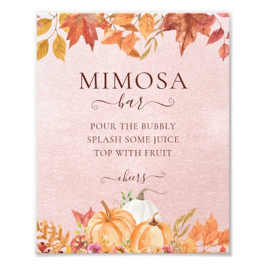 Boho herfst pompoen bruidsdouche Mimosa bar Foto Afdruk (Voorkant)