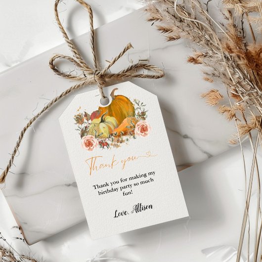 Boho Herfst pompoen dank u verjaardag Cadeaulabel