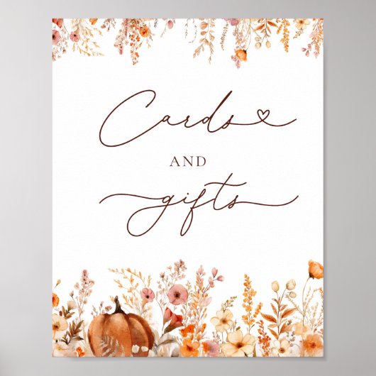 Boho Herfst Pompoen Kaarten en geschenken Poster (Voorkant)