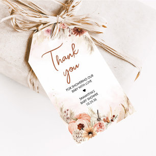 Boho Herfst Pompoen Pampas Baby shower Favoriet Ta Cadeaulabel