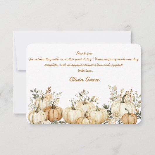 Boho Herfst Pompoen Thanksgiving Party Bedankkaart (Achterkant)