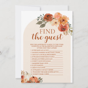 Boho Herfst Pompoen Vind De Gast Baby Shower Spel Kaart