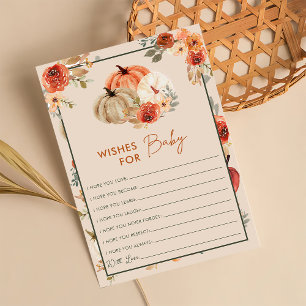 Boho Herfst pompoen wensen voor Baby shower spel K Kaart