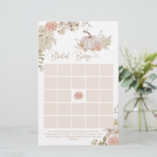 Boho herfst pumpkin vrijgezellenfeest bingo (Staand voorkant)