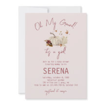 Boho Herfst Pumpkin Waterverf Girl Baby Uitnodigin