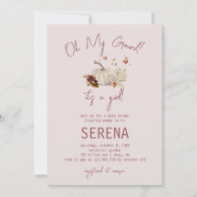 Boho Herfst Pumpkin Waterverf Girl Baby Uitnodigin