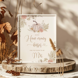 Boho herfst raad hoeveel kusjes bruidsmeisjesfeest poster