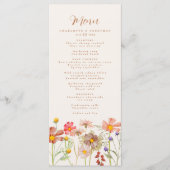 Boho-herfst roestige bloemige bruiloft menu (Voorkant)