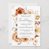 Boho Herfst Rust Beige Bloemen Pompoen Wedding Kaart (Voorkant)