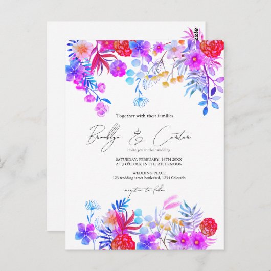 Boho herfst rustieke bloemen alles in één briefkaart (Voorkant / Achterkant)