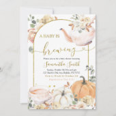 Boho Herfst Sinaasappel Witte Pompoen Een Baby is Kaart (Voorkant)