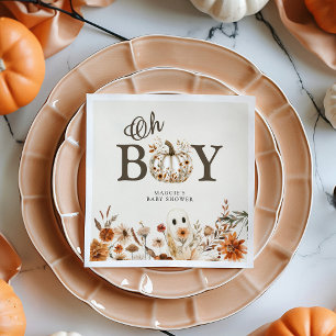 Boho Herfst Spook Bloemen Oh Jongen Baby Shower Servet